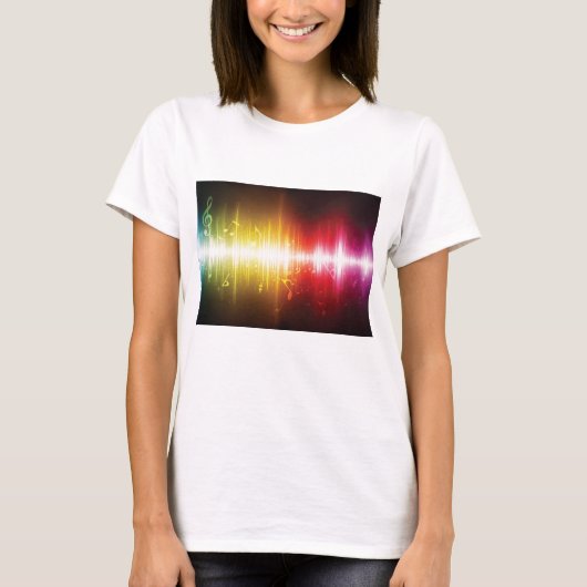 Music Spectrum Soundwave 鮮やか Audio Visualizer Tシャツ (正面)