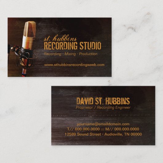 Music Studioマイク名刺 名刺 (正面/裏面)