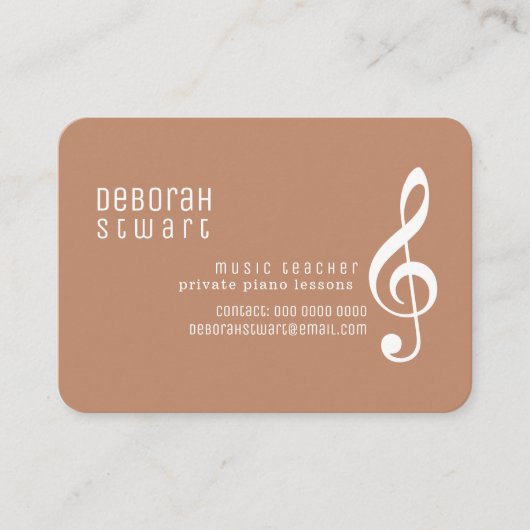 Music Teacher Boho Brown Terracotta 名刺 (正面)