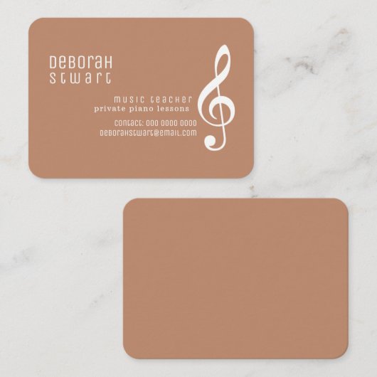 Music Teacher Boho Brown Terracotta 名刺 (正面/裏面)