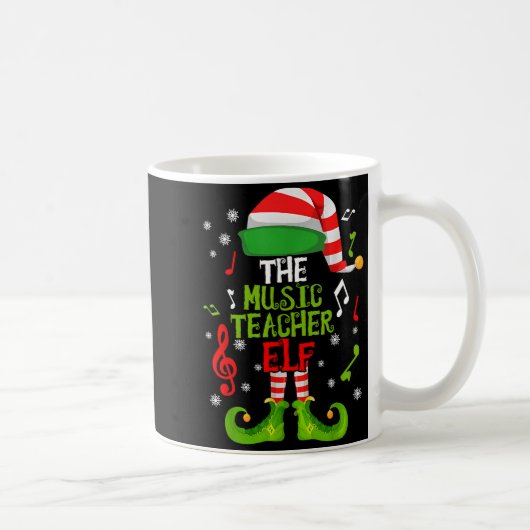 Music Teacher Elf Christmas Family Matching Xmas G コーヒーマグカップ (右)