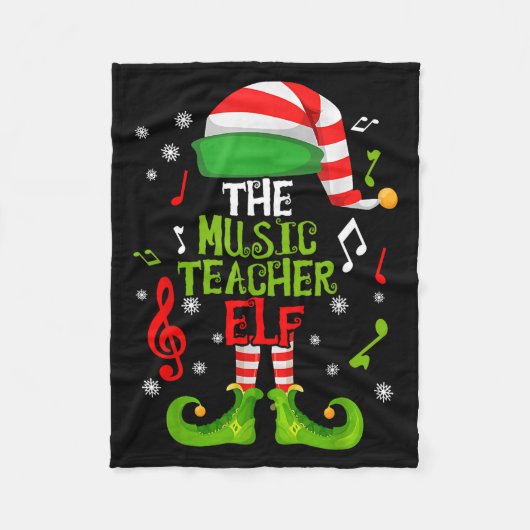 Music Teacher Elf Christmas Family Matching Xmas G フリースブランケット (正面)
