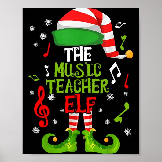 Music Teacher Elf Christmas Family Matching Xmas G ポスター (正面)