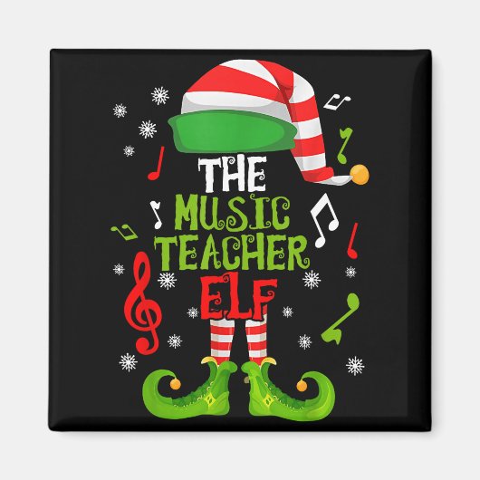 Music Teacher Elf Christmas Family Matching Xmas G マグネット (正面)