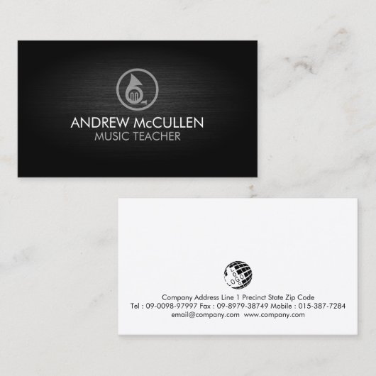 Music Teacher French Horn Icon Music 名刺 (正面/裏面)