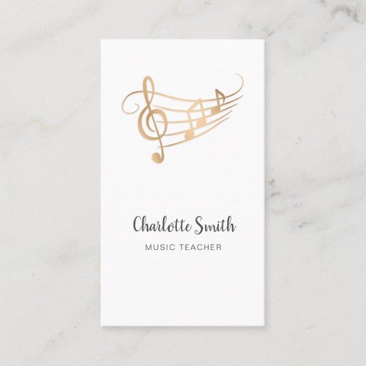 Music Teacher Gold Elegant 名刺 (正面)