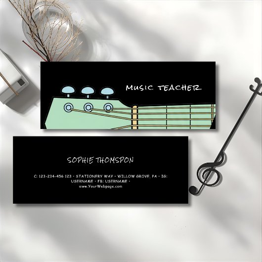 Music teacher guitar private lessons スキニー名刺