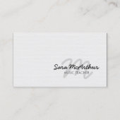 Music Teacher Monogram Business Card 名刺 (正面)
