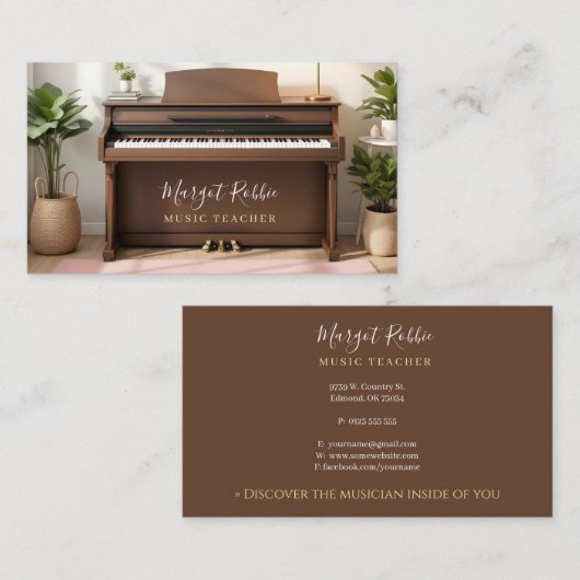Music Teacher | Pianist Business Card 名刺 (正面/裏面)