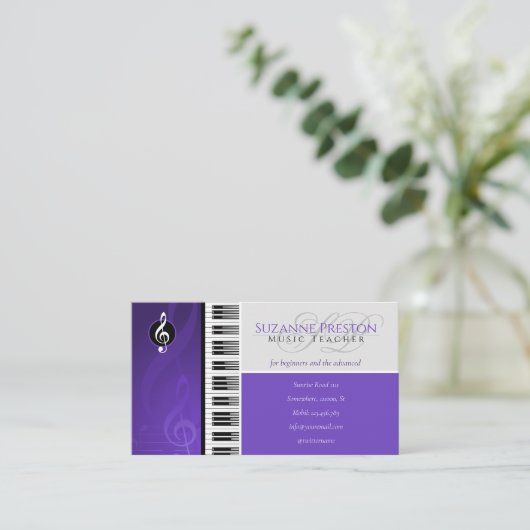 Music Teacher | Piano Keys Purple 名刺 (スタンド正面)