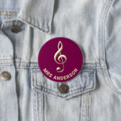Music Teacher Treble Clef Burgundy ID Badge 缶バッジ (インサイチュ)