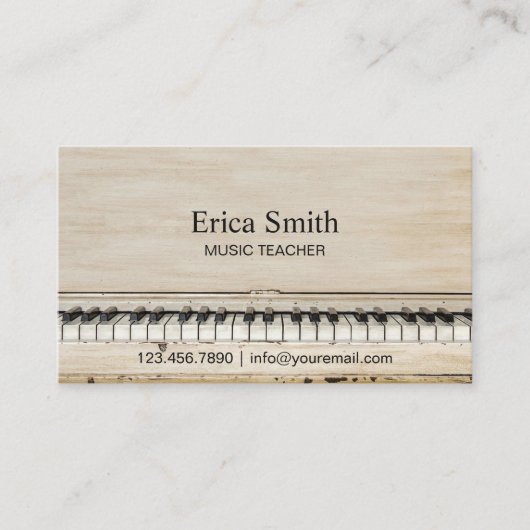 Music Teacher Vintage Piano Musical 名刺 (正面)