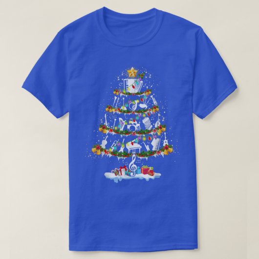 Music Teachers Musical Instrument Christmas Tree M Tシャツ (デザイン正面)