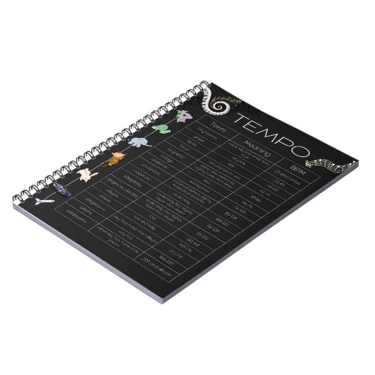 Music Tempo Chart spiral notebook ノートブック (左側)