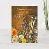 Music Theme Belated Birthday Card Brass Instrument カード (正面)