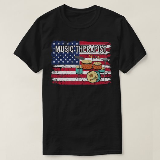 Music Therapist Music Teachers Patriotic America F Tシャツ (デザイン正面)