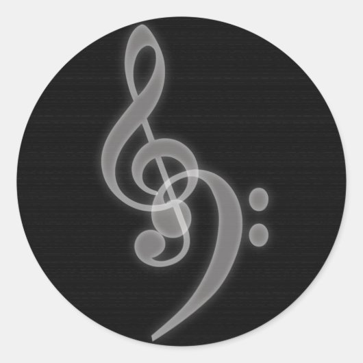 Music - Treble and Bassクレフ、 音符記号 – ラウンドステッカー ラウンドシール (正面)