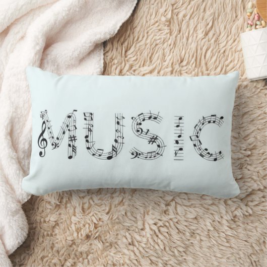 Music Typography Lumbar Throw Pillow ランバークッション (ブランケット)