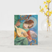 Musical angel playing guitar カード (黄色い花)