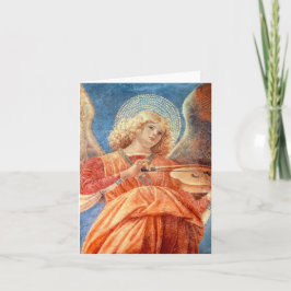 Musical angel playing the violin fresco カード