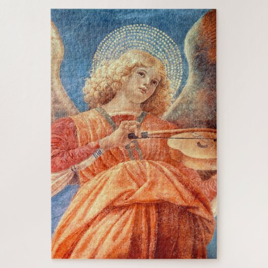 Musical angel playing the violin fresco ジグソーパズル (縦)