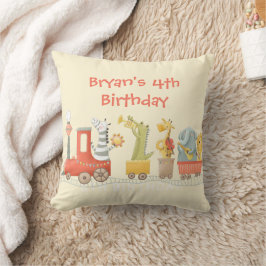 Musical Animal Train Birthday クッション