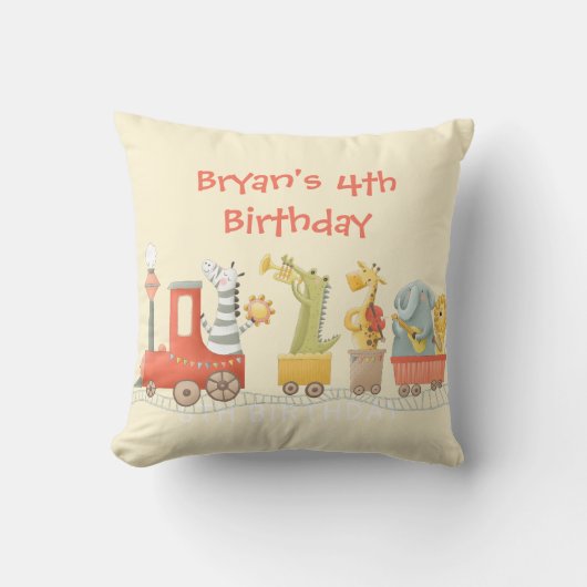 Musical Animal Train Birthday クッション (正面)