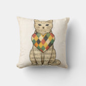 Musical Cat Collage with Harlequin Heart クッション (正面)