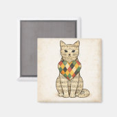 Musical Cat Collage with Harlequin Heart マグネット (正面/裏面)