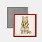 Musical Cat Collage with Harlequin Heart Magnet マグネット (正面/裏面)