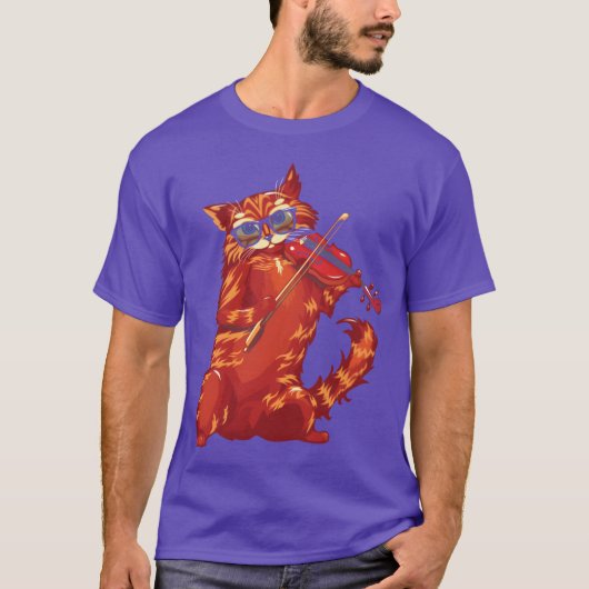 Musical Cat Plays Violin Orchestra Classic Music b Tシャツ (正面)