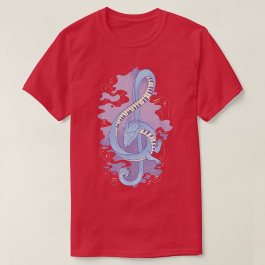 Musical Dragon Creature Music Piano Instrument Tシャツ (デザイン正面)