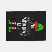 Musical Elf Xmas Christmas Matching Family Elf Squ フリースブランケット (正面(横))