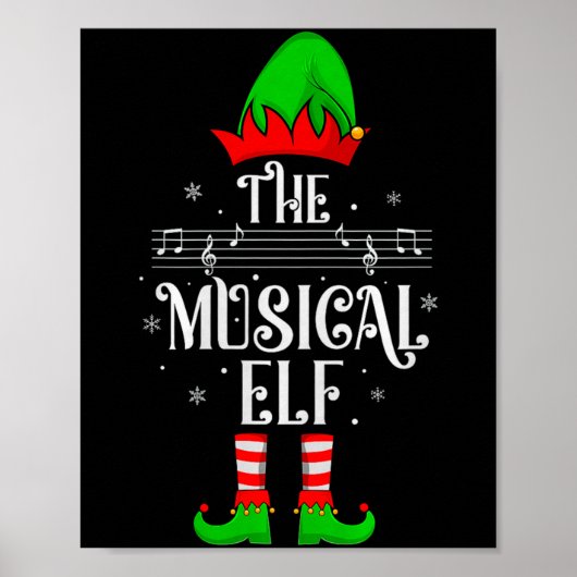 Musical Elf Xmas Christmas Matching Family Elf Squ ポスター (正面)
