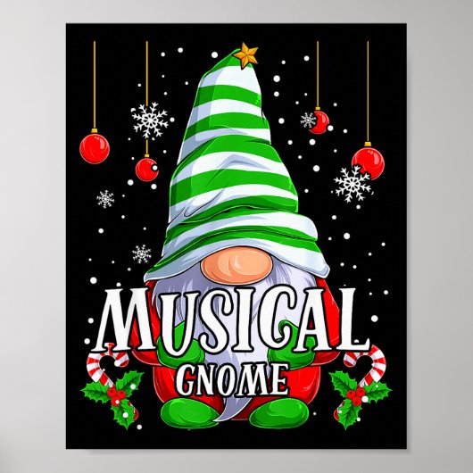 Musical Gnome Christmas Pajamas Matching Family Gr ポスター (正面)