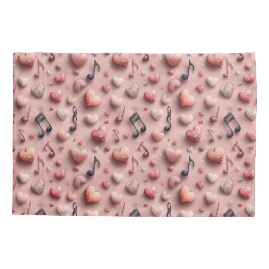 Musical Hearts Valentines Pattern 枕カバー (裏面)