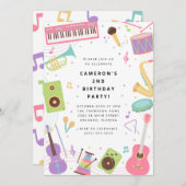 Musical Instrument Birthday Party  招待状 (正面/裏面)