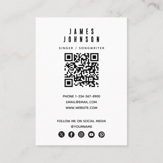 Musical Instruments Music Guitar Singer Musician 名刺 (裏面)