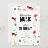 Musical Instruments Music Theme Birthday Party 招待状 (正面)