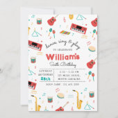 Musical Instruments Music Theme Birthday Party 招待状 (正面)