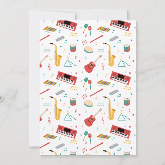 Musical Instruments Music Theme Birthday Party 招待状 (裏面)