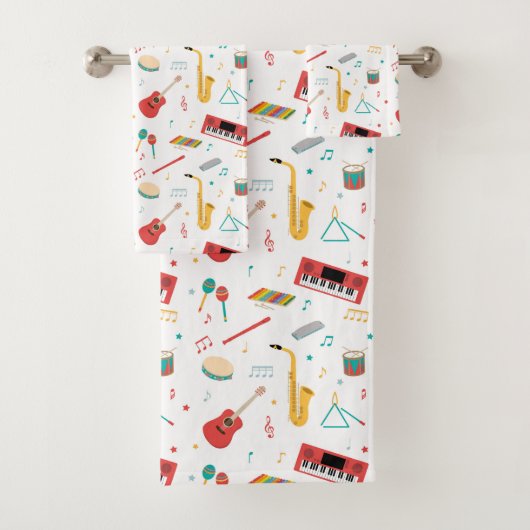 Musical Instruments Music Theme Kids バスタオルセット (インサイチュ)