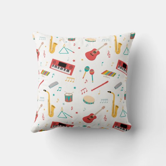 Musical Instruments Music Theme Pattern クッション (裏面)