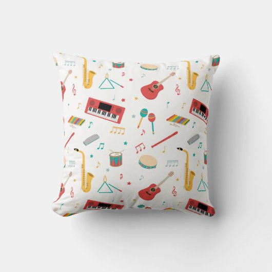 Musical Instruments Music Theme Pattern クッション (正面)