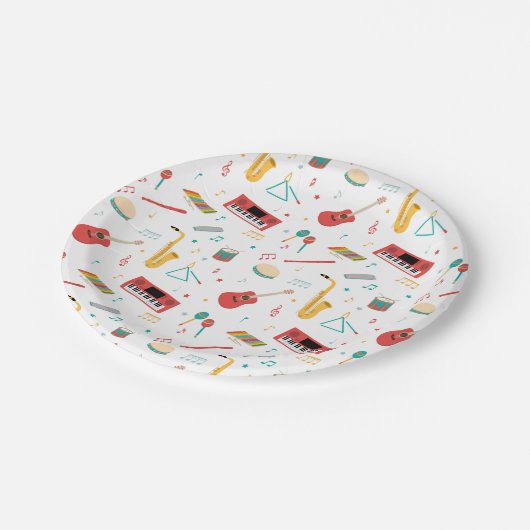 Musical Instruments Music Theme Pattern ペーパープレート (アングル)