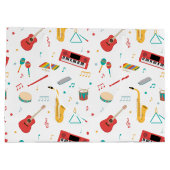 Musical Instruments Music Theme Pattern ラージペーパーバッグ (裏面)
