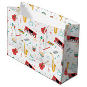 Musical Instruments Music Theme Pattern ラージペーパーバッグ (正面アングル)