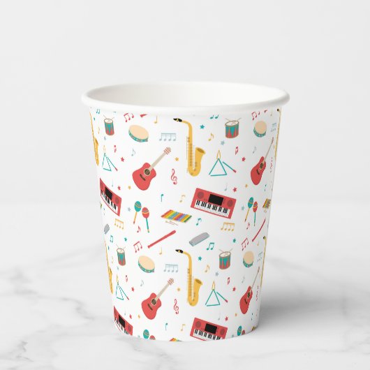 Musical Instruments Music Theme Pattern 紙コップ (裏面)