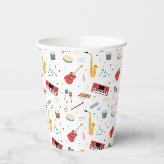 Musical Instruments Music Theme Pattern 紙コップ (左)