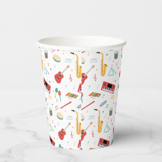 Musical Instruments Music Theme Pattern 紙コップ (右)